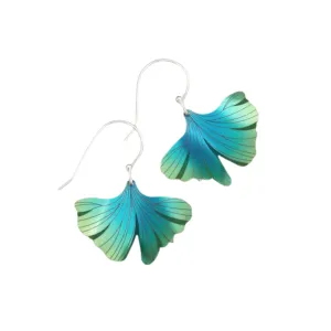Turquoise Green Ginkgo Earrings