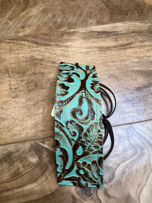 Turquoise leather adjustable cuff