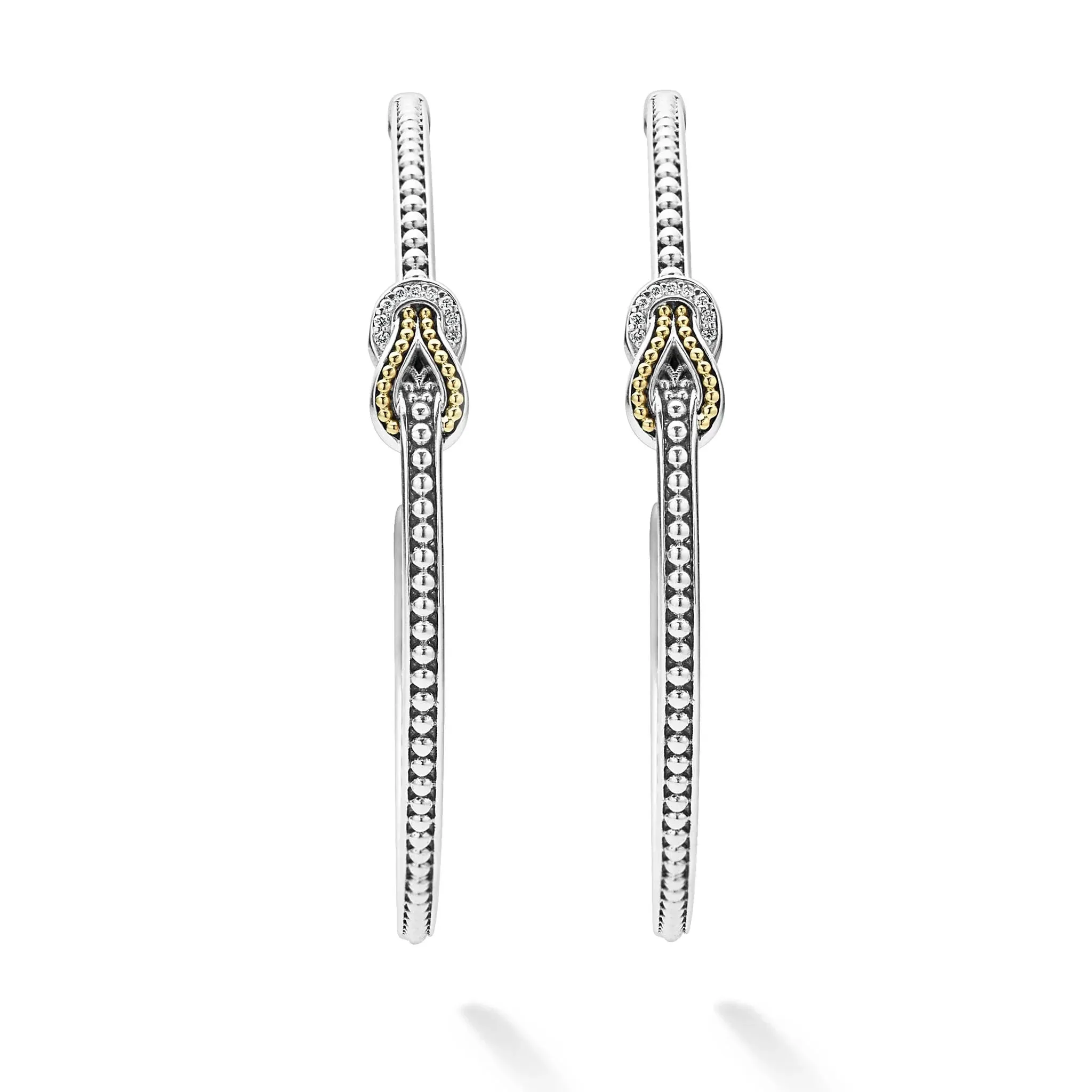 Two-Tone Knot Diamond Hoop Earring