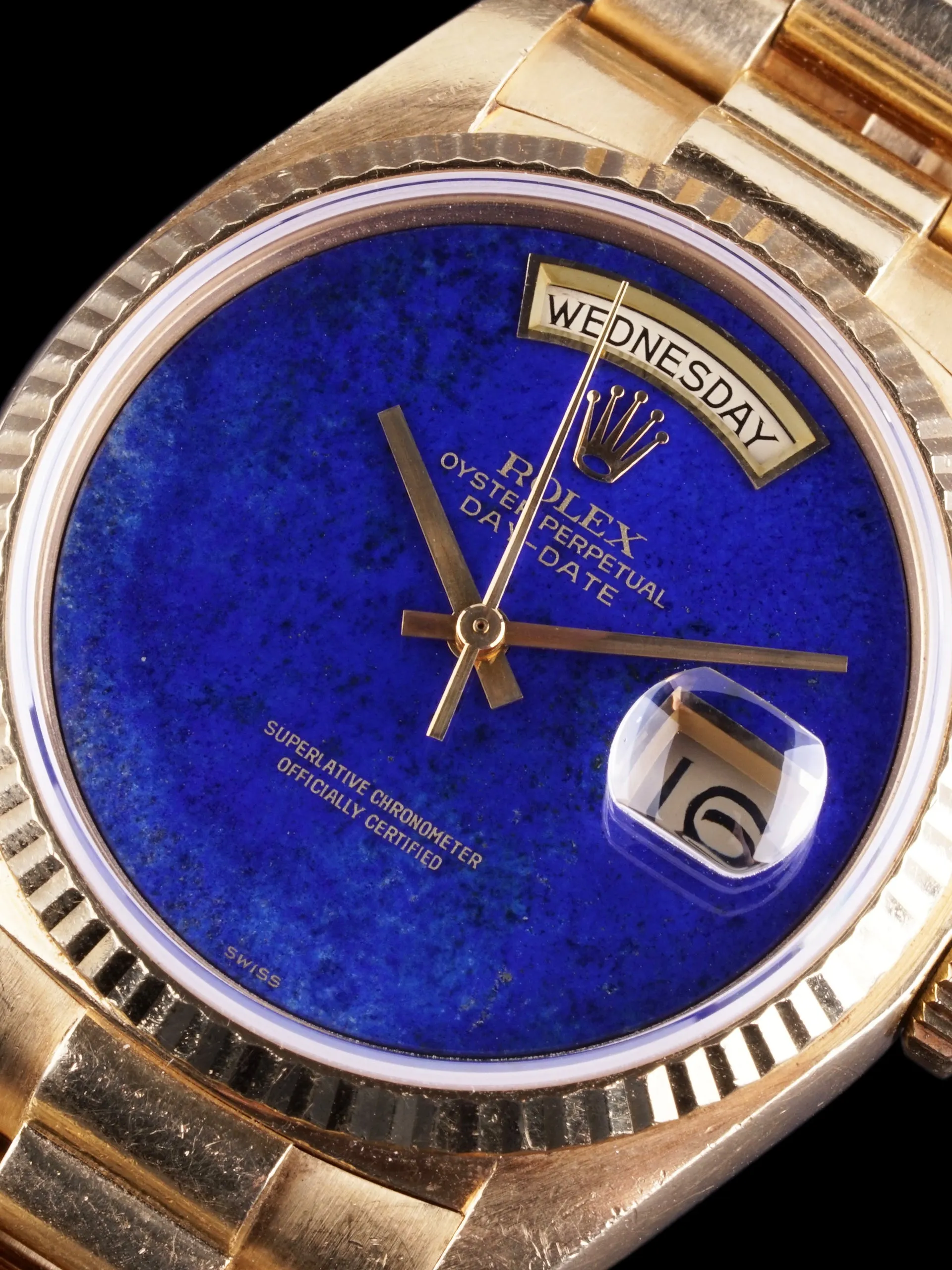 *Unpolished* 1979 Rolex Day-Date (Ref. 18038) 18k YG Lapis Dial