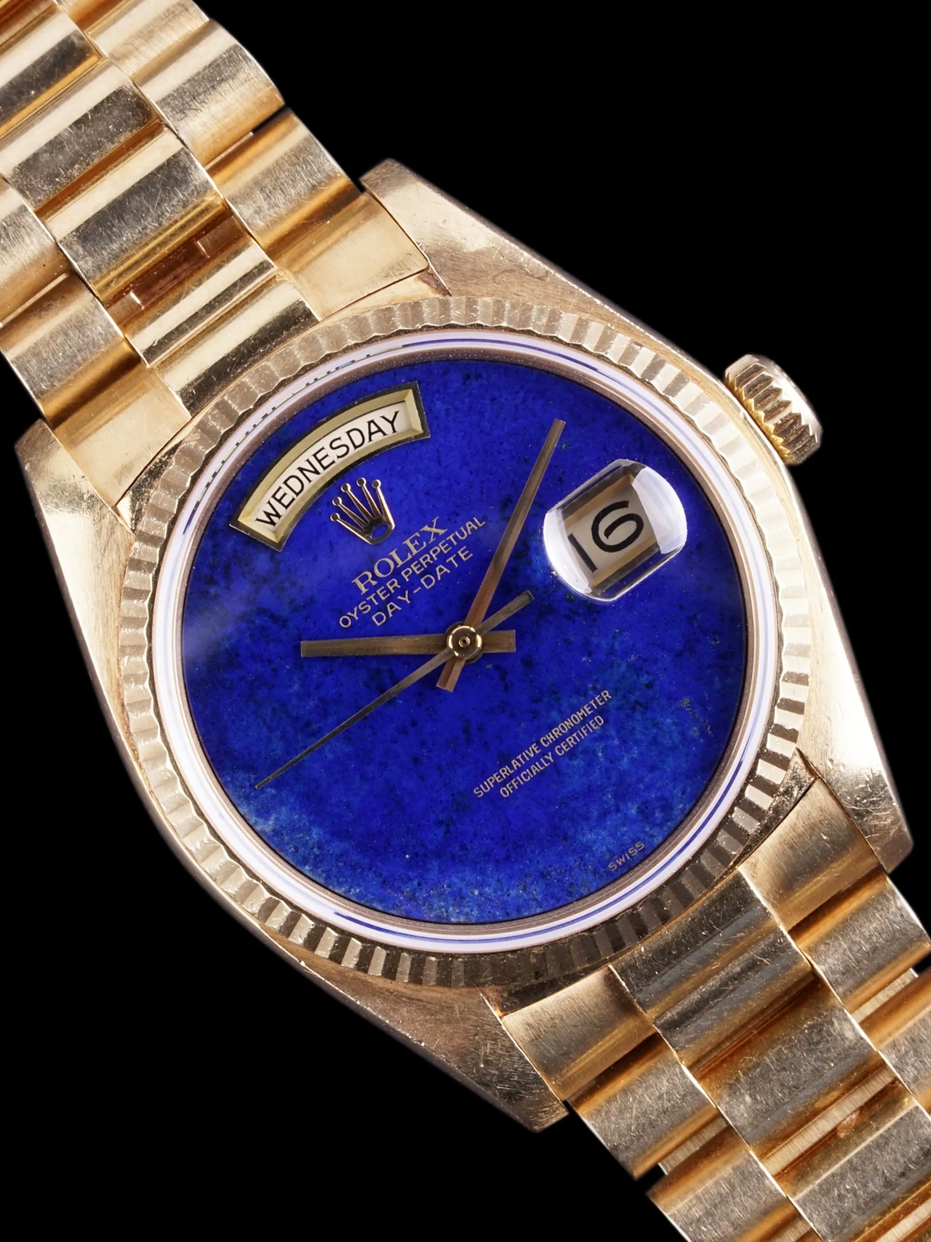 *Unpolished* 1979 Rolex Day-Date (Ref. 18038) 18k YG Lapis Dial