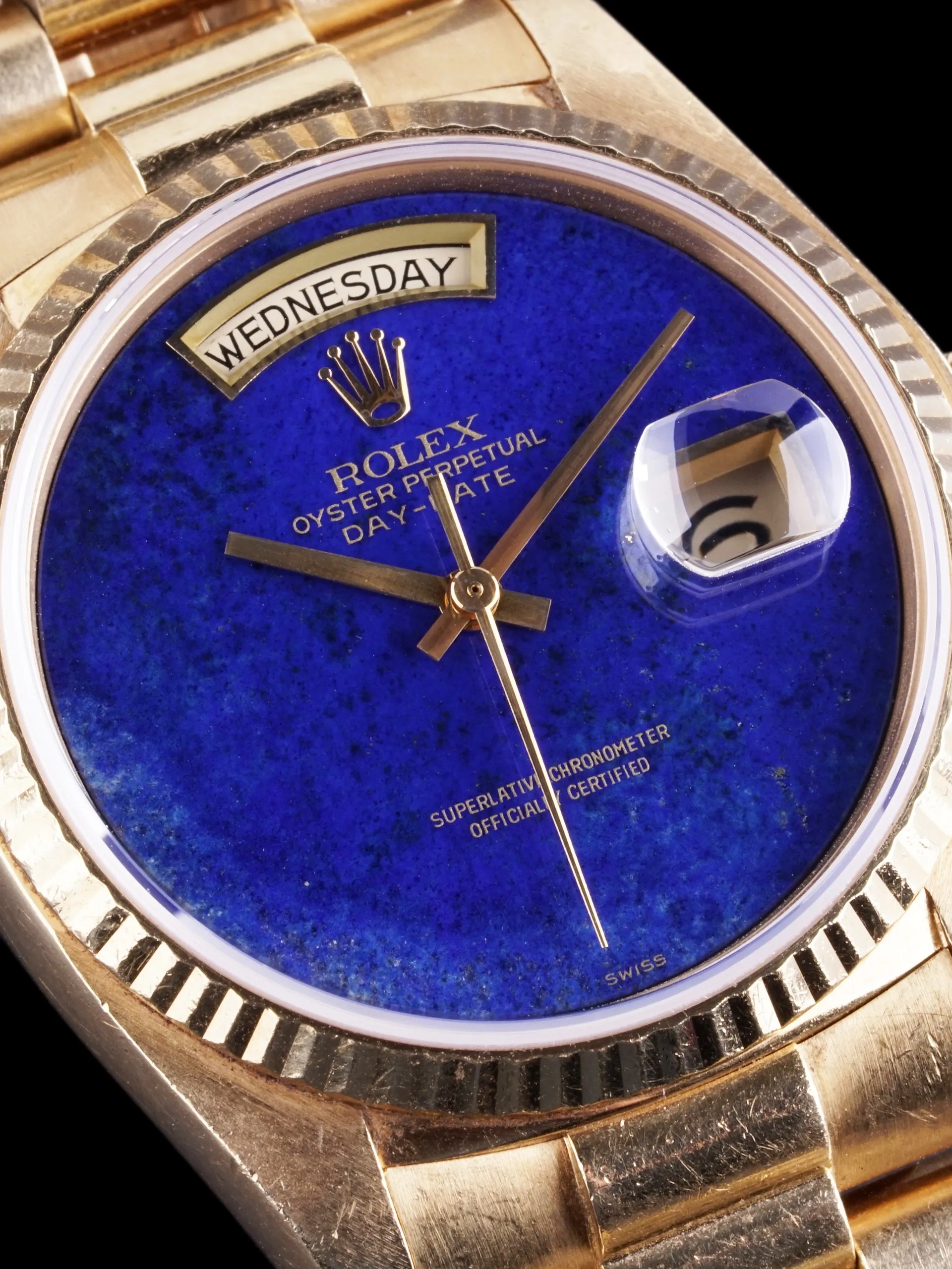 *Unpolished* 1979 Rolex Day-Date (Ref. 18038) 18k YG Lapis Dial