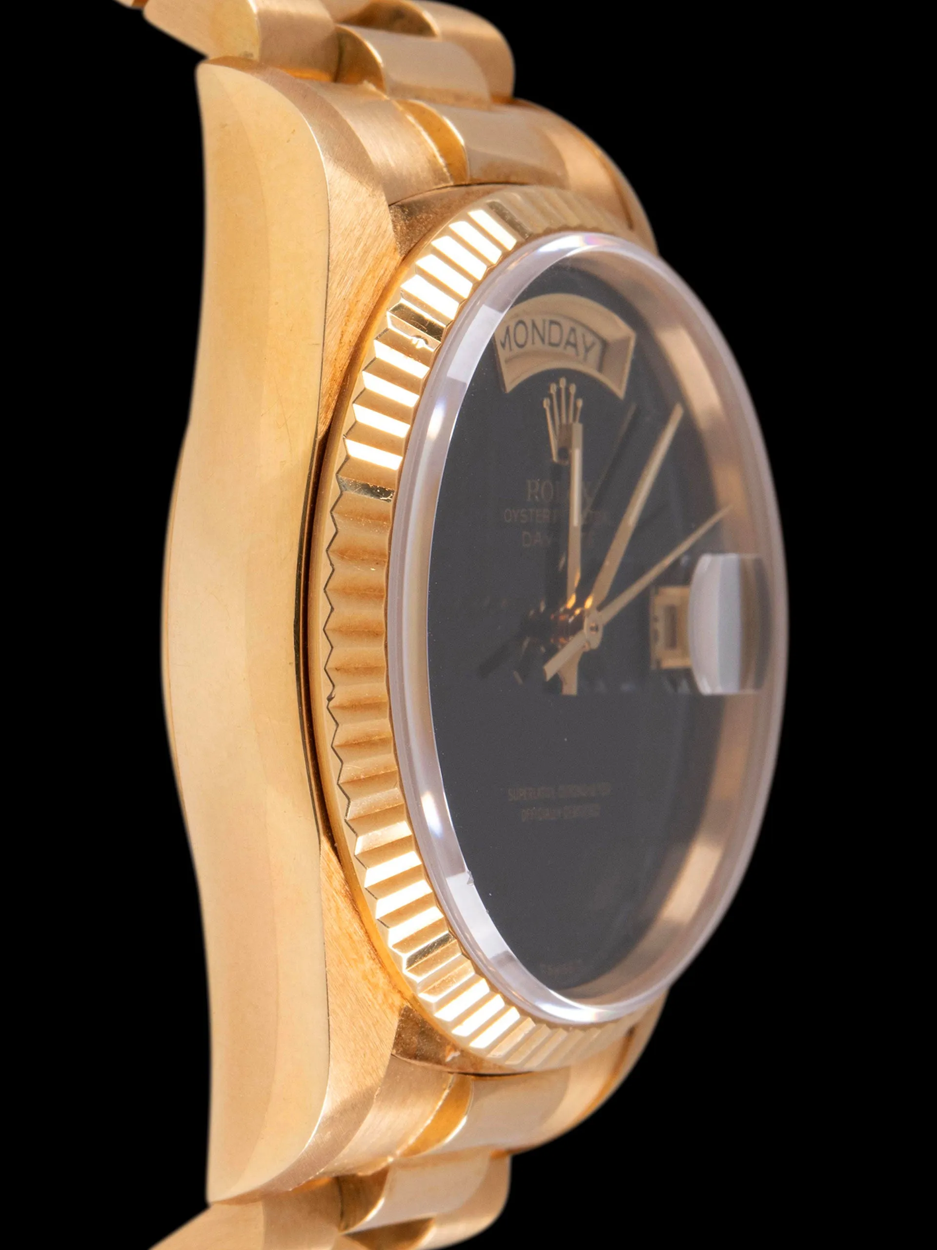 *Unpolished* 1986 Rolex Day-Date 18K YG (Ref. 18038) Onyx Stone Dial W/ Box & Papers