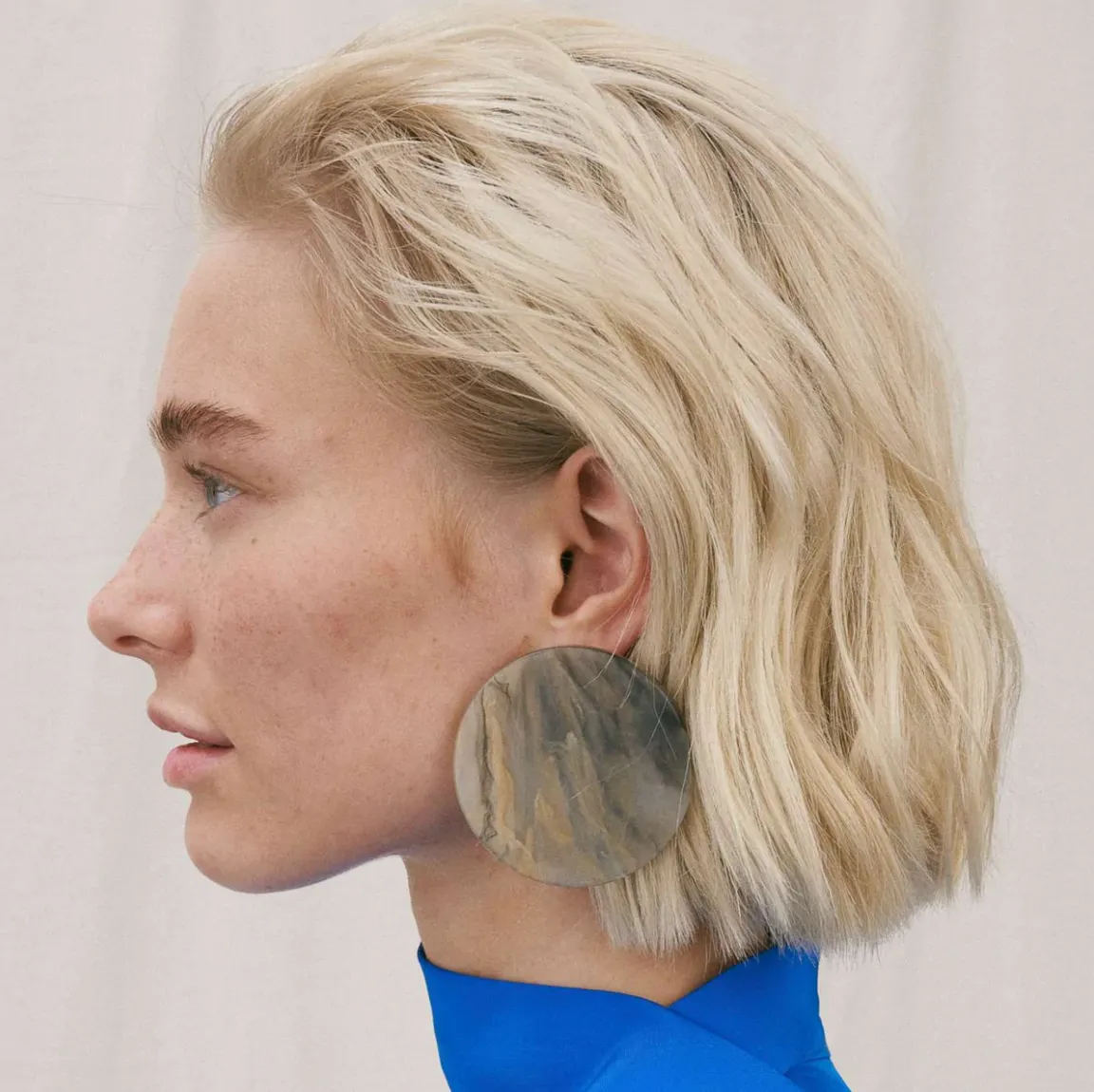 Vanessa Baroni Marble Disc Earrings