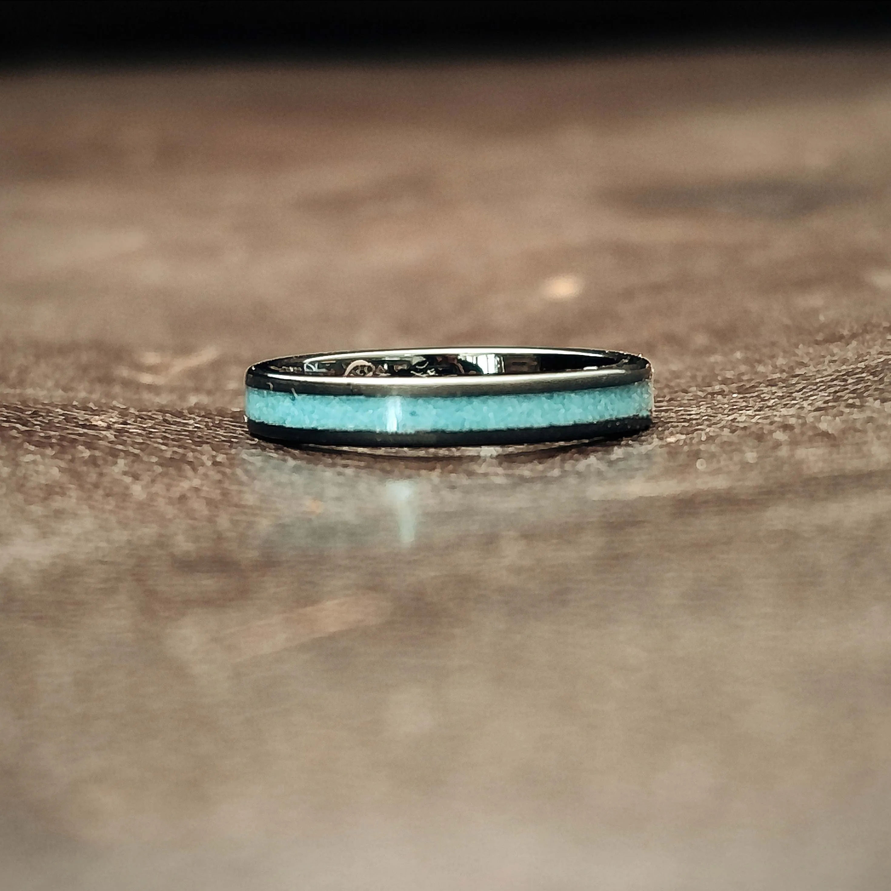 Venus - Black Tungsten & Crushed Turquoise Womens Ring