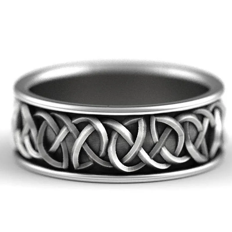 Viking Geri & Freki Wolves Celtic Knot Ring