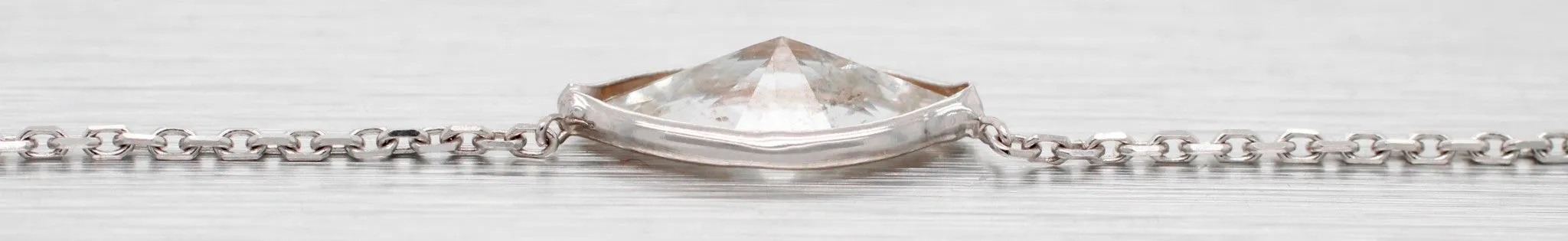 Vintage 1.10ct Marquise Diamond Pendant - 14k White Gold Necklace - 18"