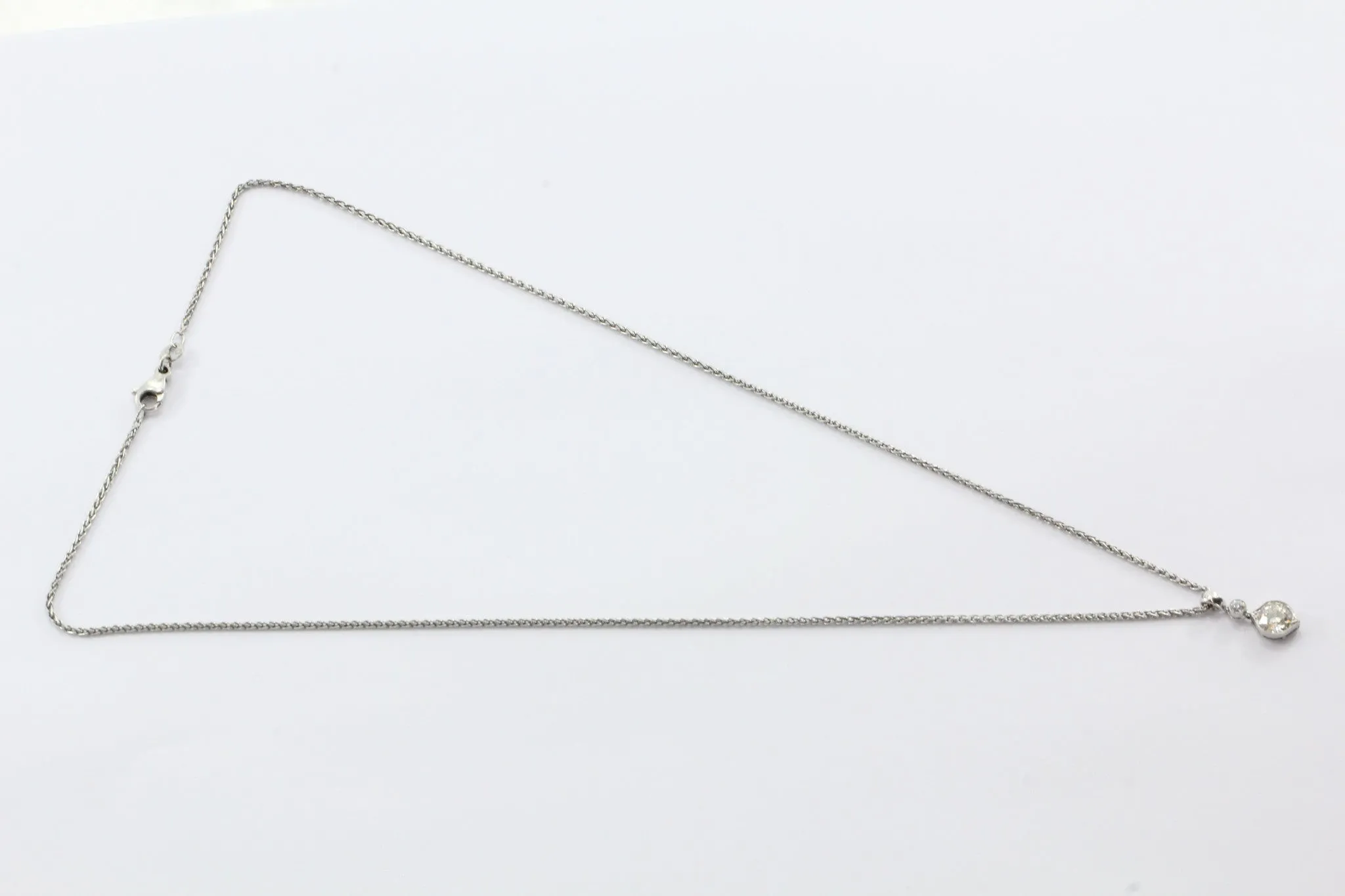 Vintage .80 Carat Old European Cut Diamond Diamond Pendant & Platinum Chain