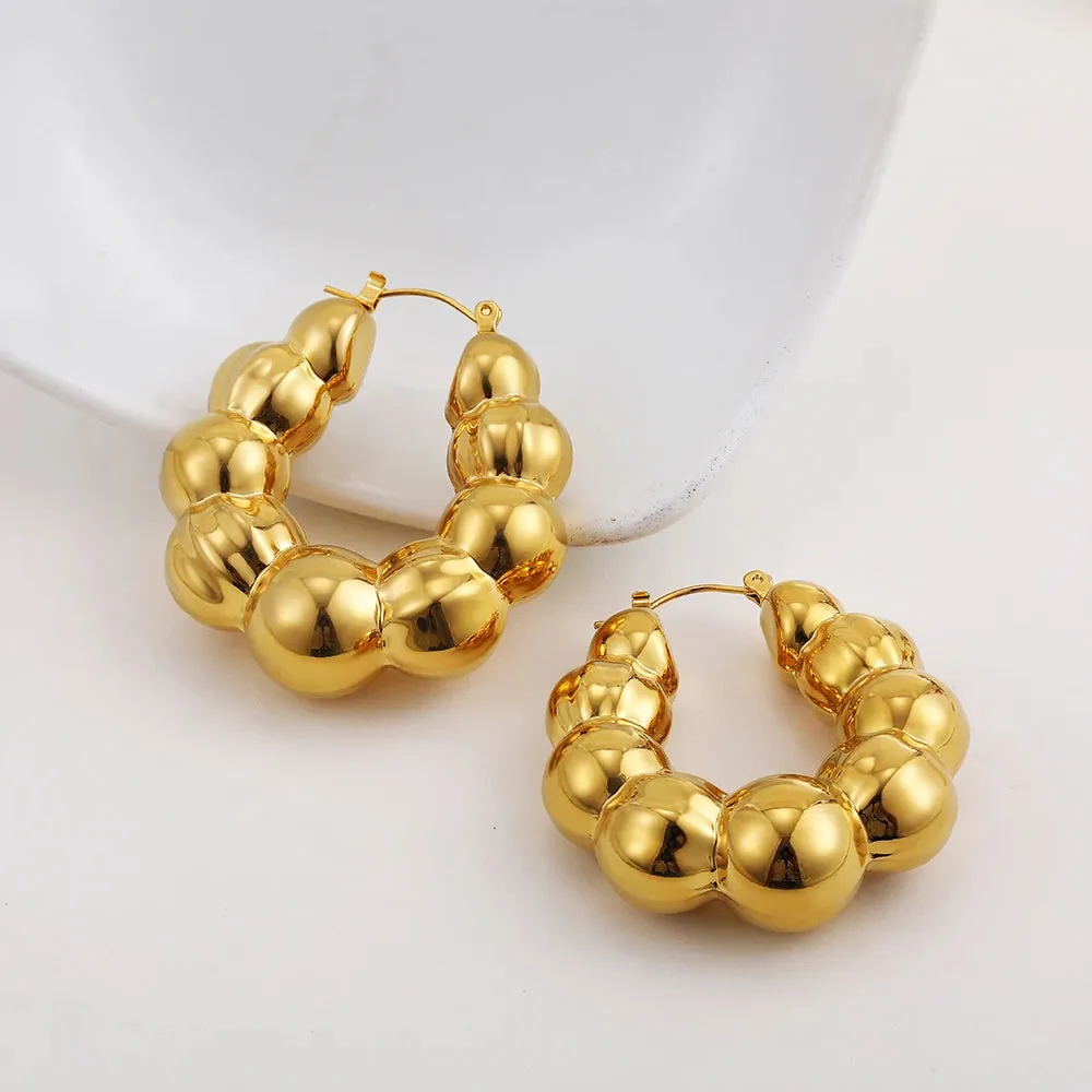 Vintage Chunky Beaded Hoop Earrings