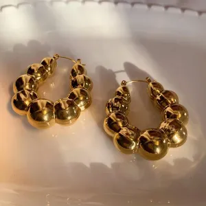 Vintage Chunky Beaded Hoop Earrings