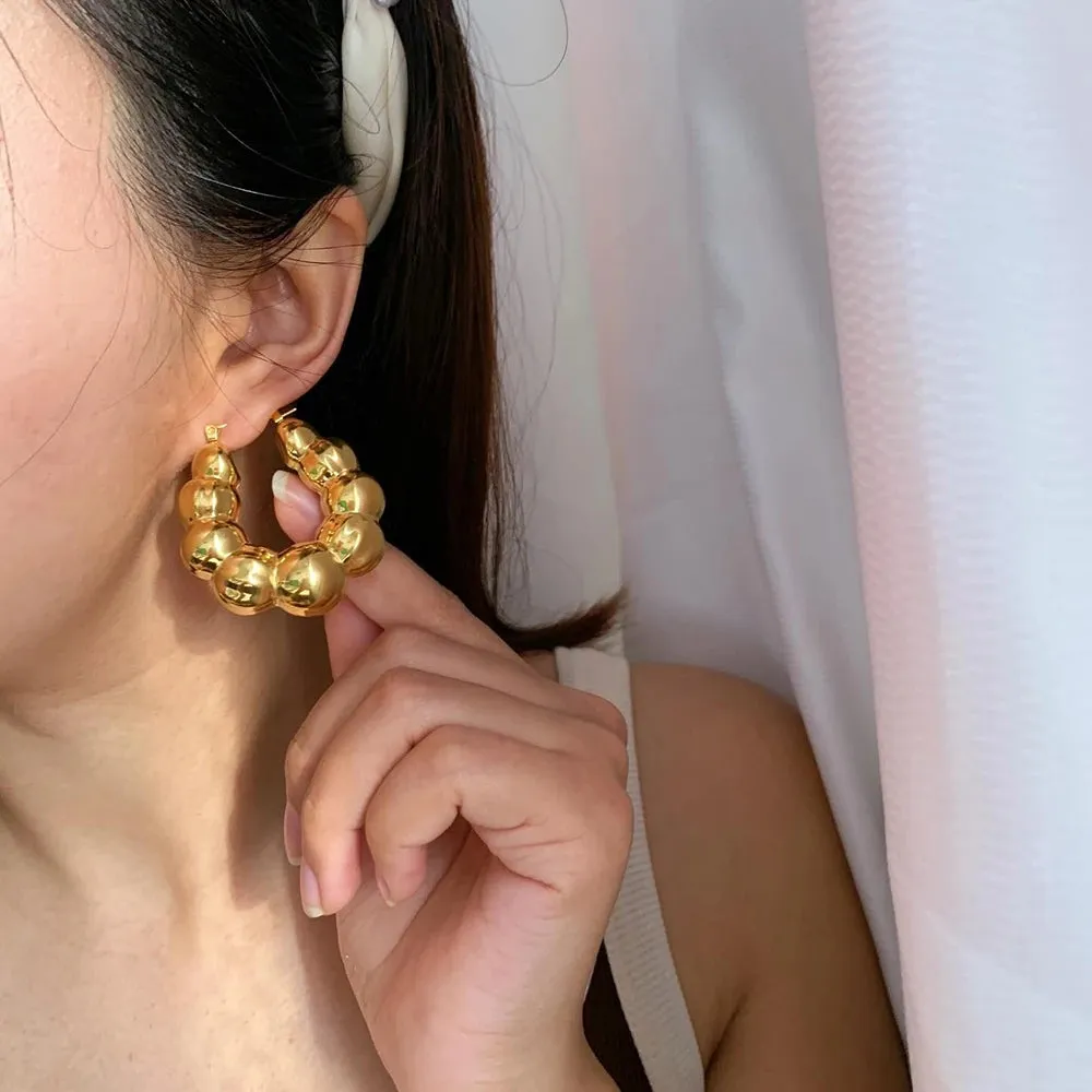 Vintage Chunky Beaded Hoop Earrings
