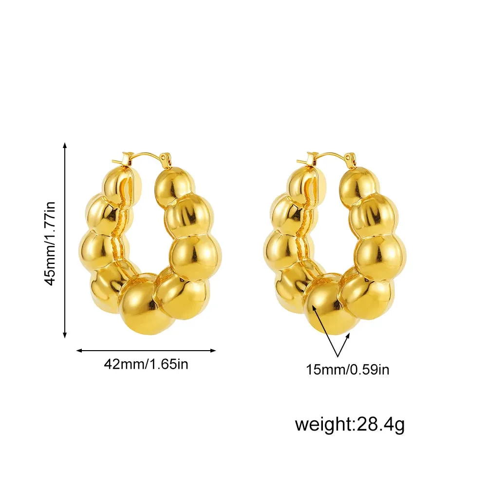 Vintage Chunky Beaded Hoop Earrings