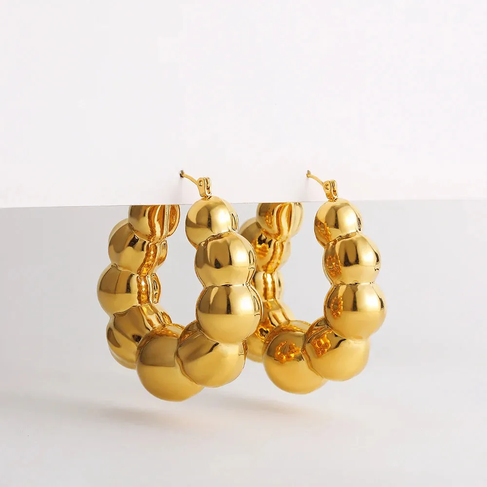 Vintage Chunky Beaded Hoop Earrings