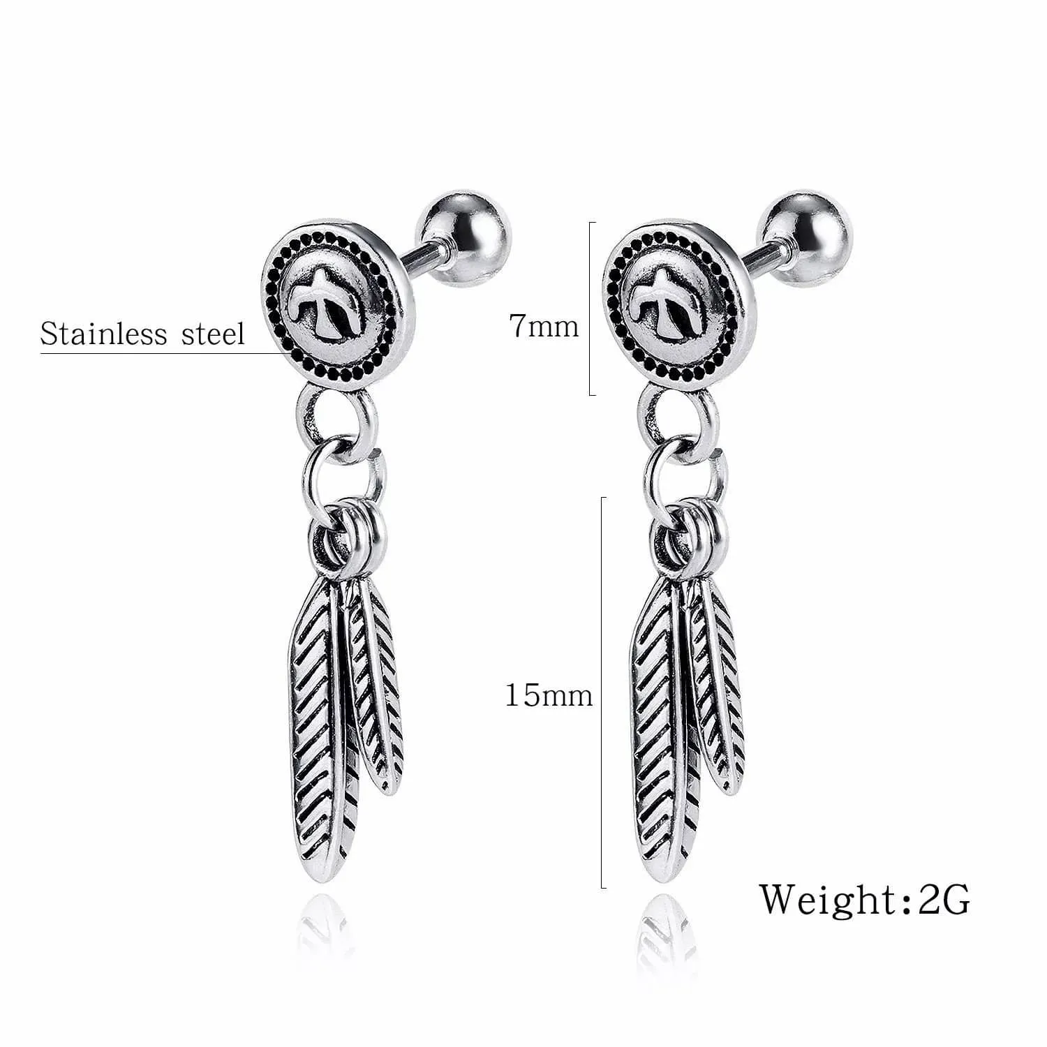 Vintage Feather Dangle Earrings