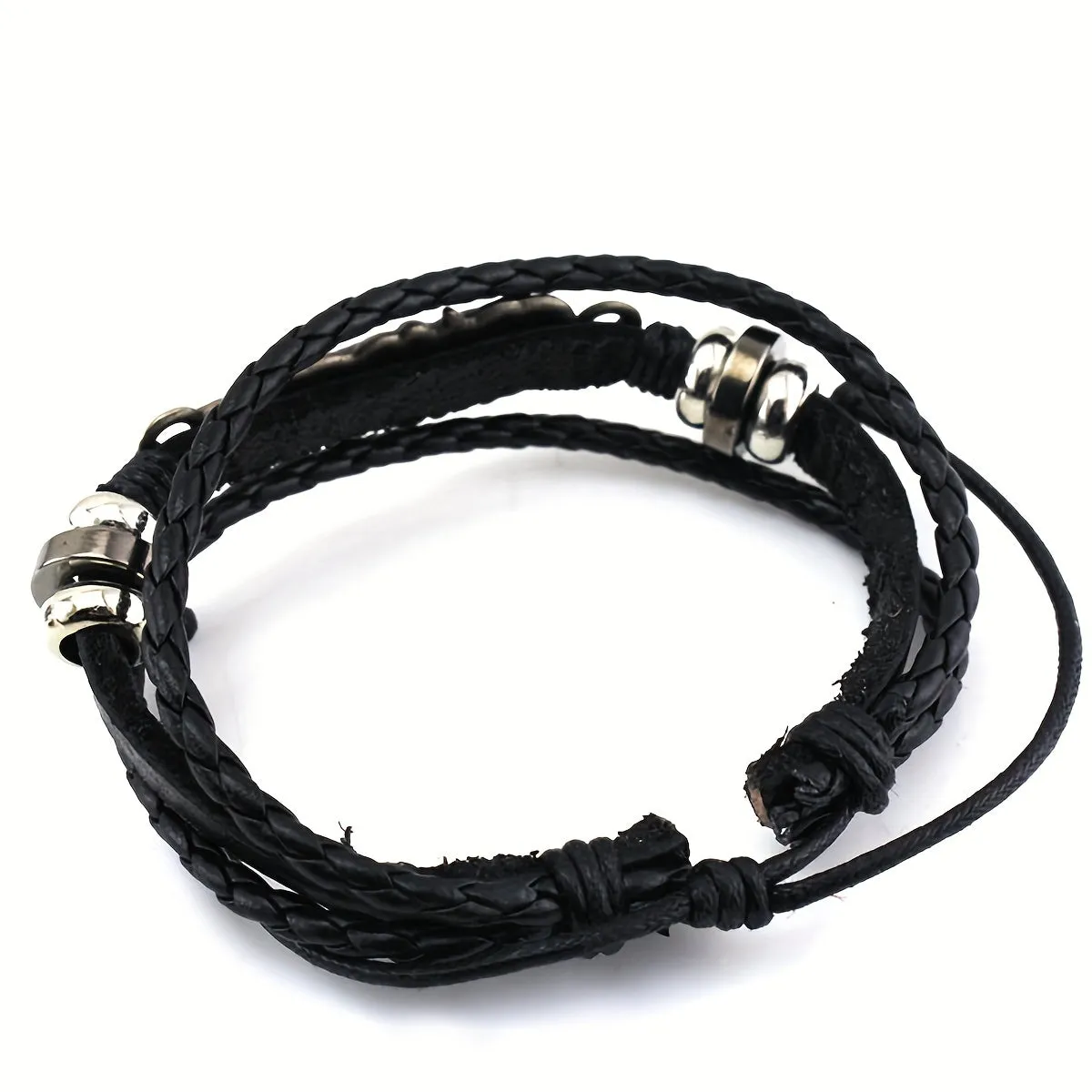 Vintage Leaf Leather Bracelet Adjustable Rope
