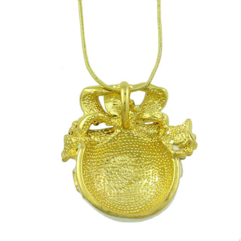 White and Blue Christmas Ornament Pendant on Gold Chain - XP347N