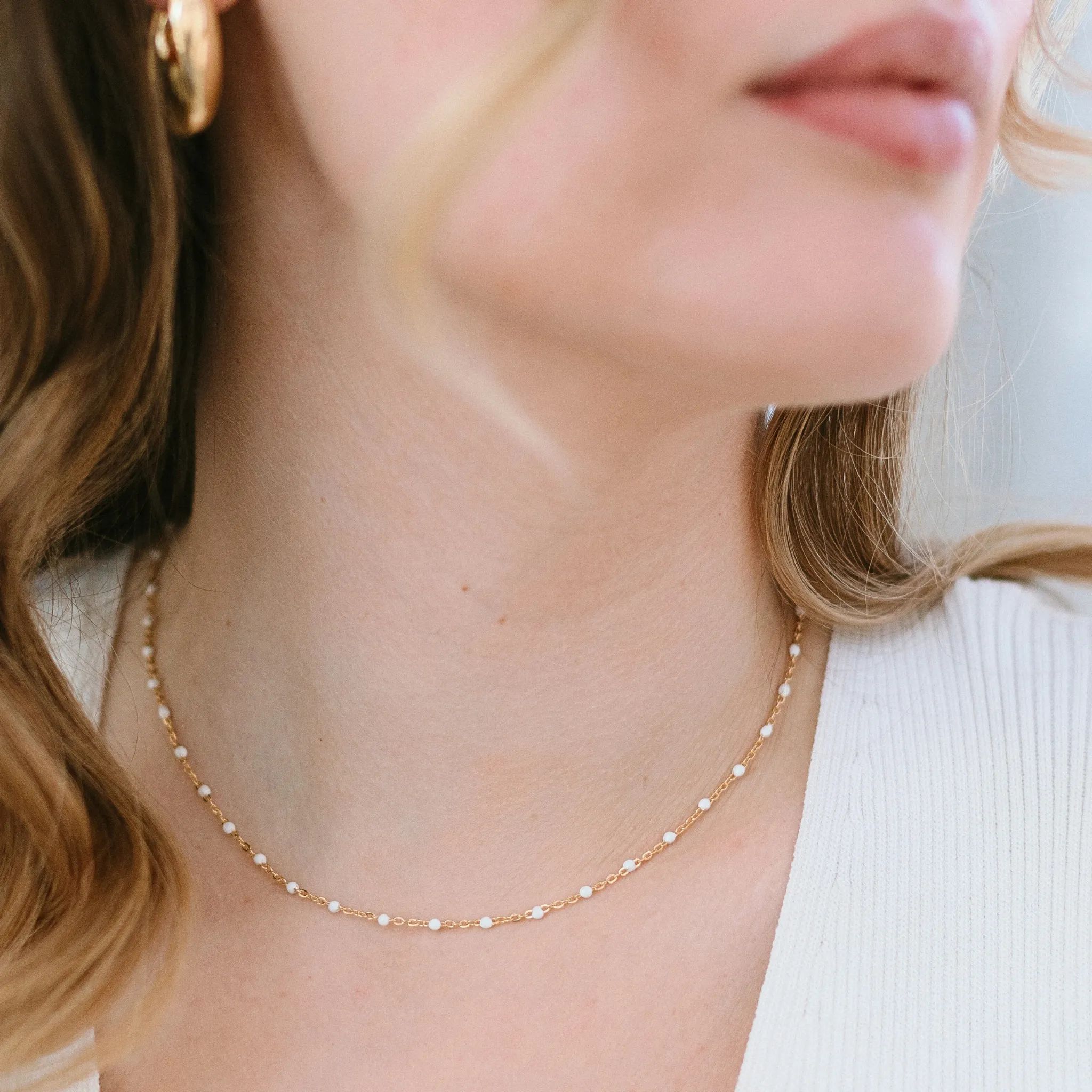 White Beaded Necklace
