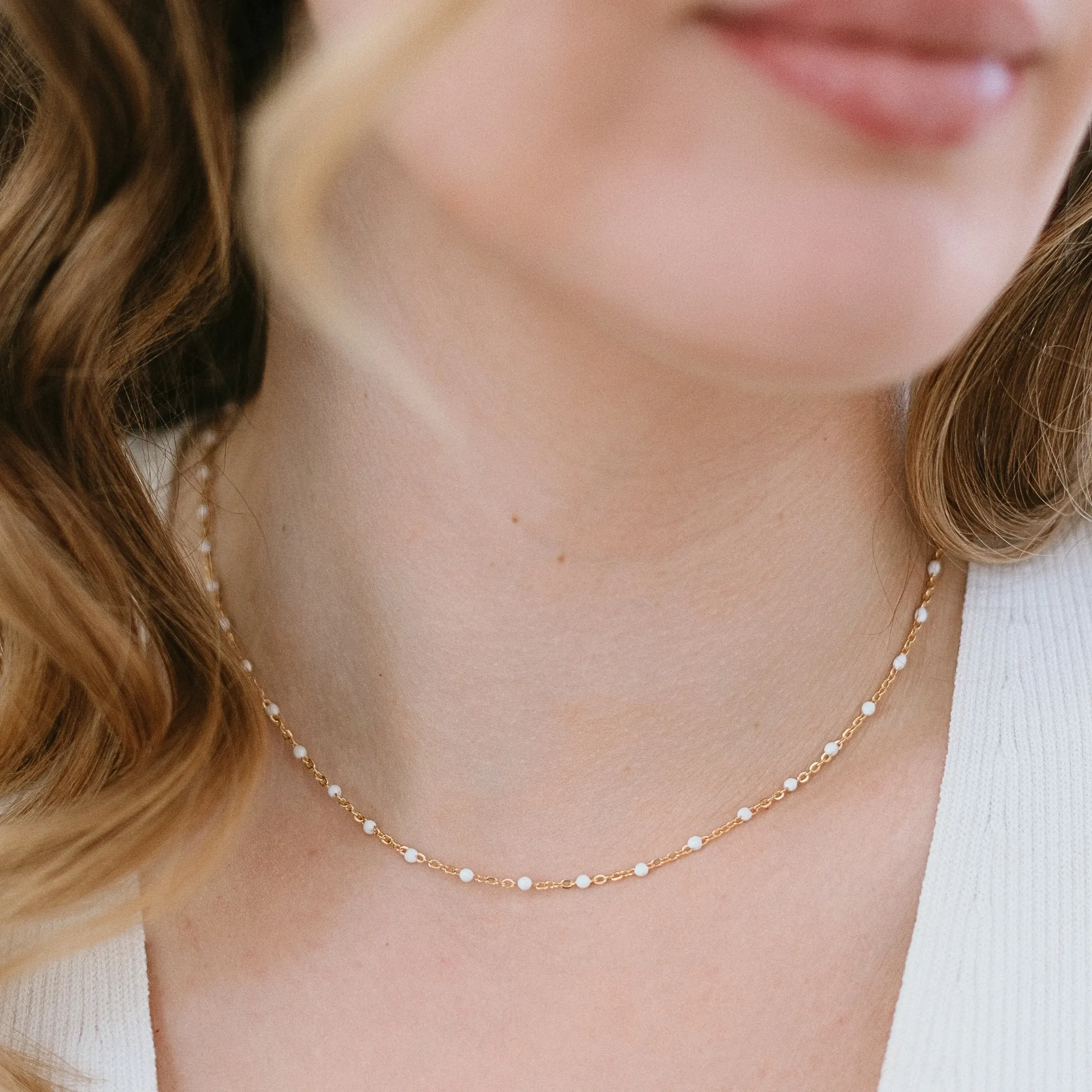 White Beaded Necklace