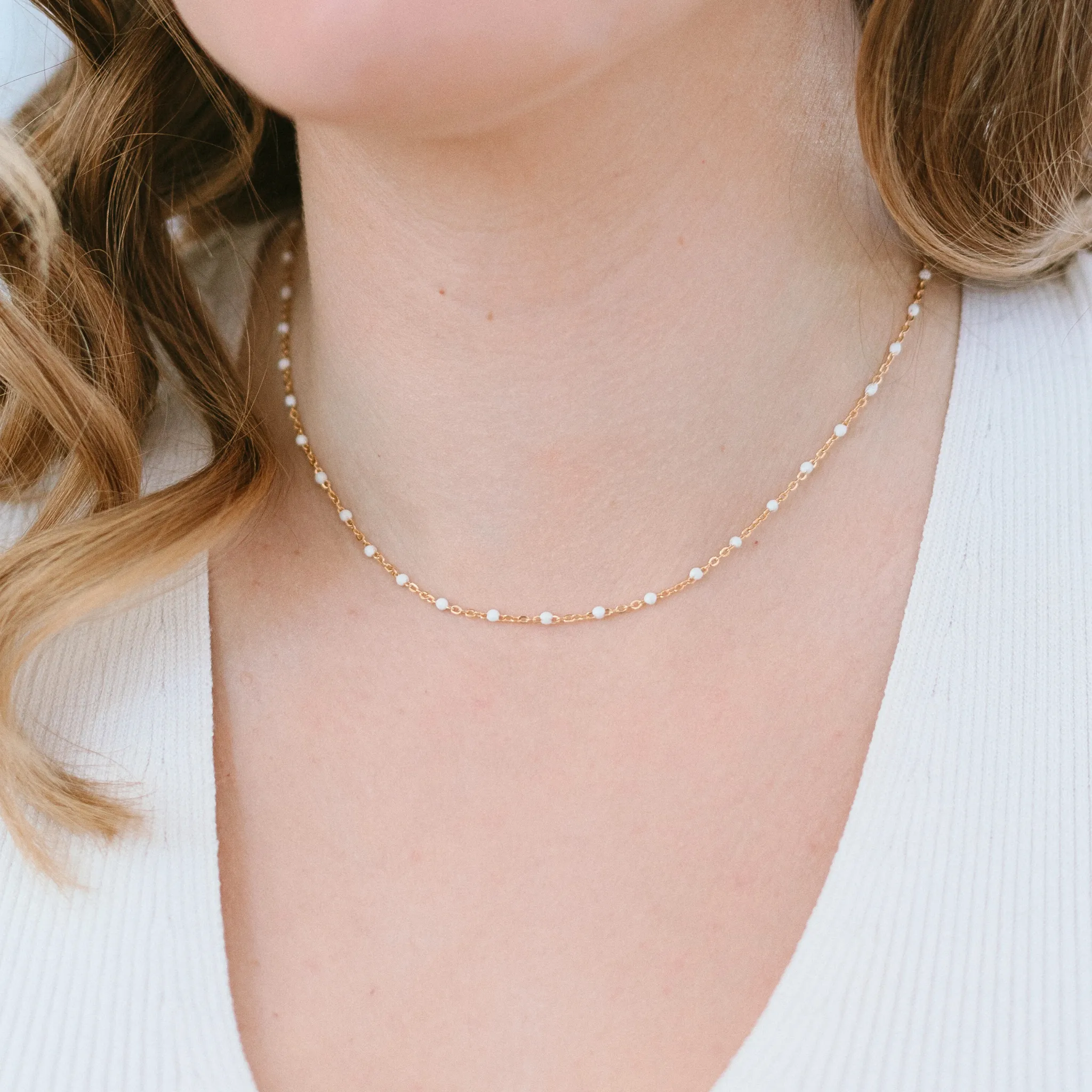 White Beaded Necklace