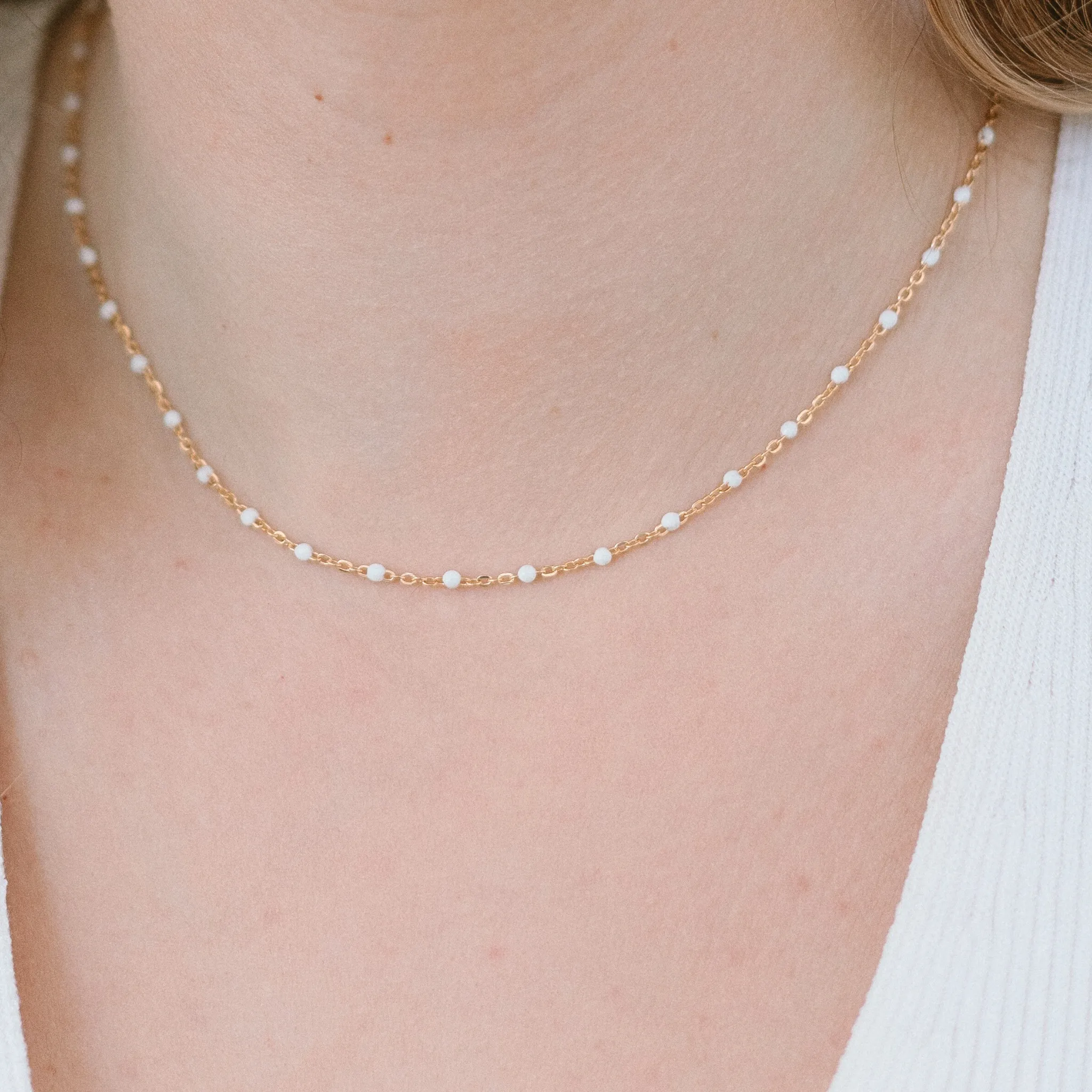 White Beaded Necklace