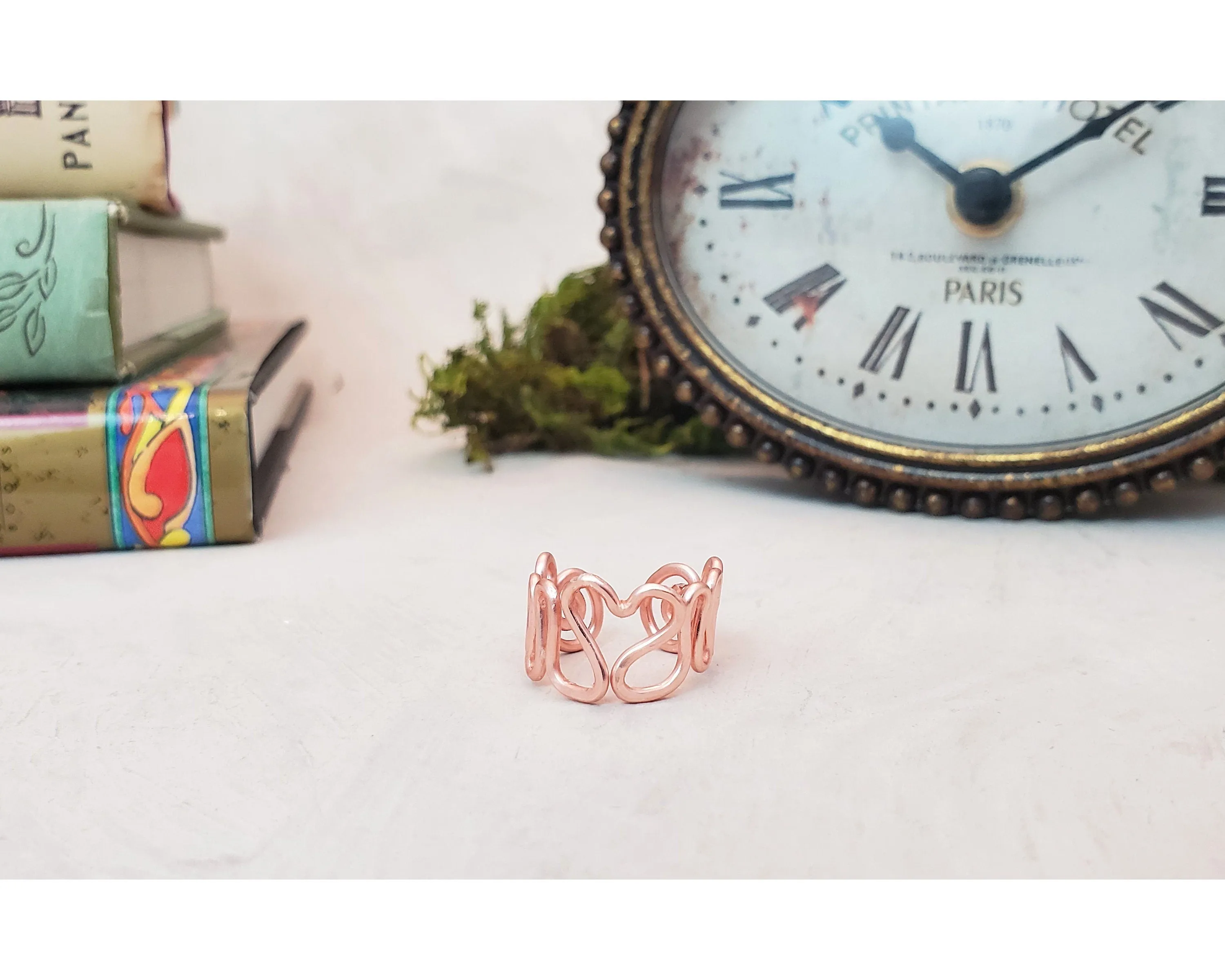 Wire Heart Squiggle Ring, Simple, Minimalist, Adjustable, Boho, Bohemian, Love, Choice of Colors and Metals