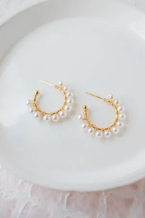 Wire Wrapped Pearl Earrings