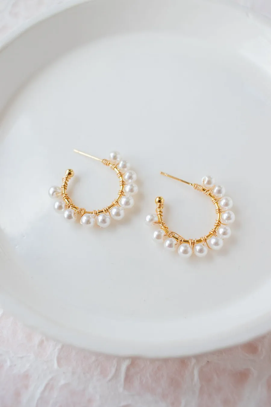 Wire Wrapped Pearl Earrings