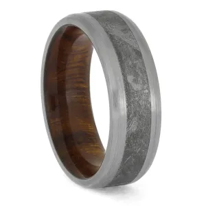Wood-Sleeved Ring with Meteorite and Titanium Edges