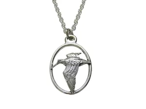Woodcock Bird Oval Pendant Necklace