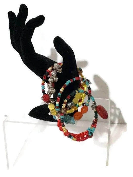 Wrap bracelet, beaded and macrame coil wrap, handmade, boho chic style, The gypsy bracelet