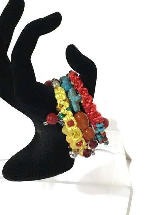 Wrap bracelet, beaded and macrame coil wrap, handmade, boho chic style, The gypsy bracelet