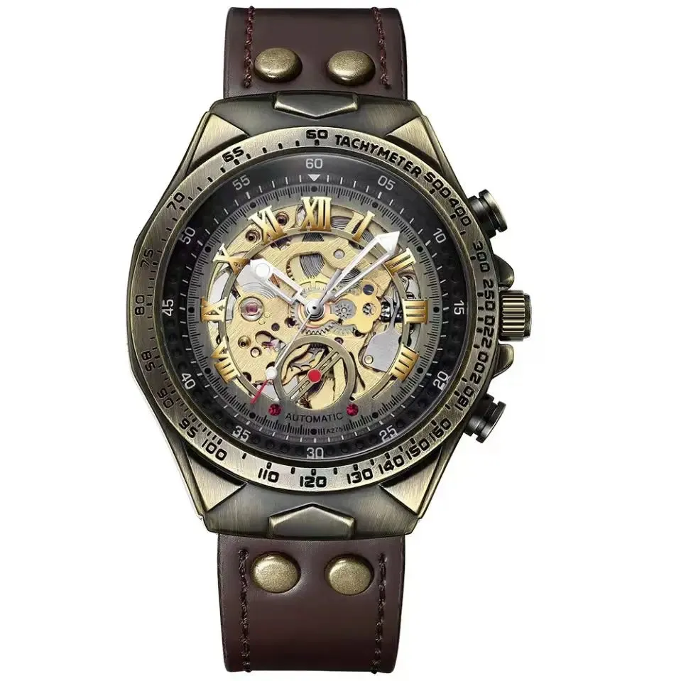 Wrist Watch For Men Waterproof Automatic Mechanical Watch Men's watch Retro montre homme with Genuine Leather relogio masculino