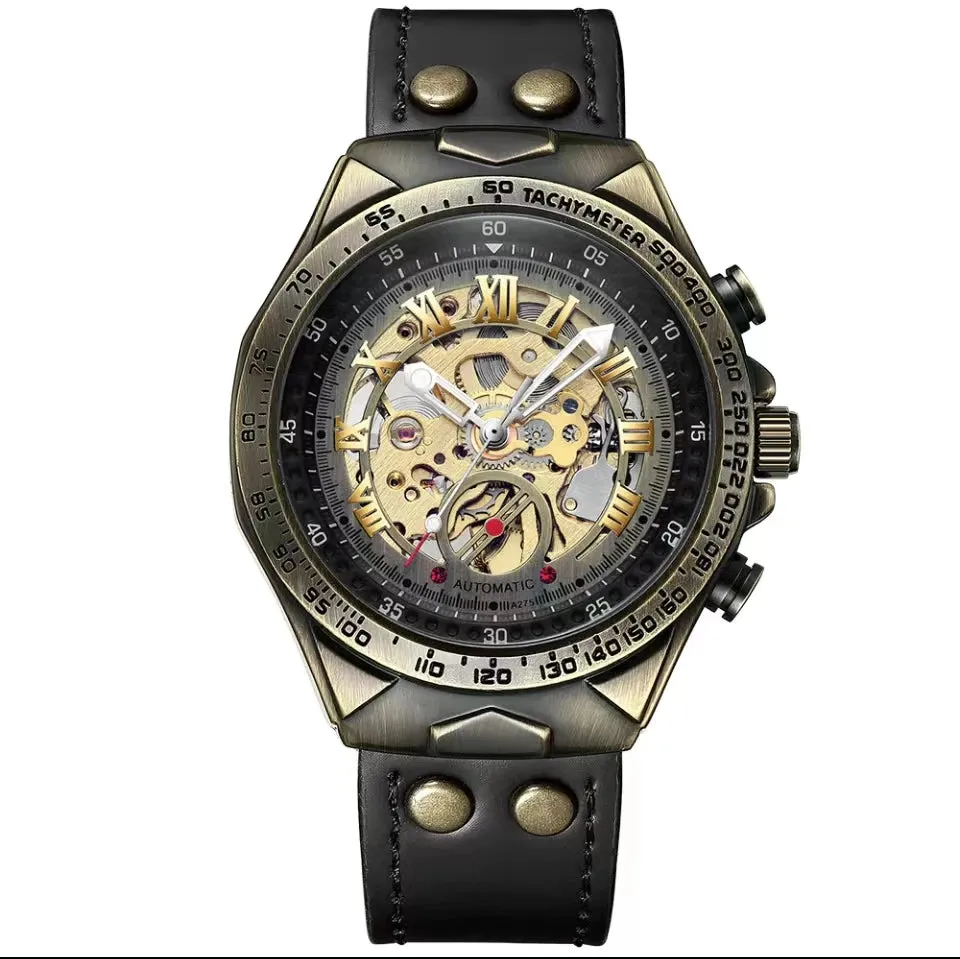 Wrist Watch For Men Waterproof Automatic Mechanical Watch Men's watch Retro montre homme with Genuine Leather relogio masculino