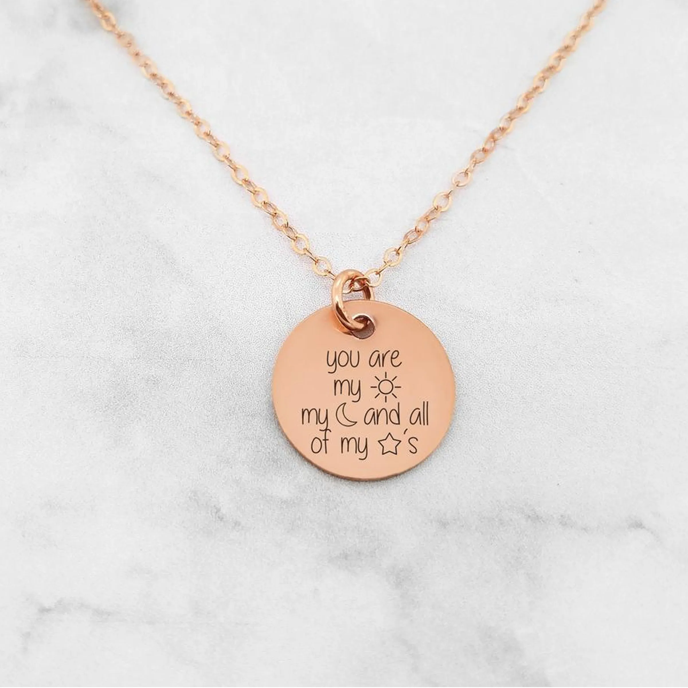 You Are My Sun My Moon And All Of My Stars - Custom Quote Necklace
