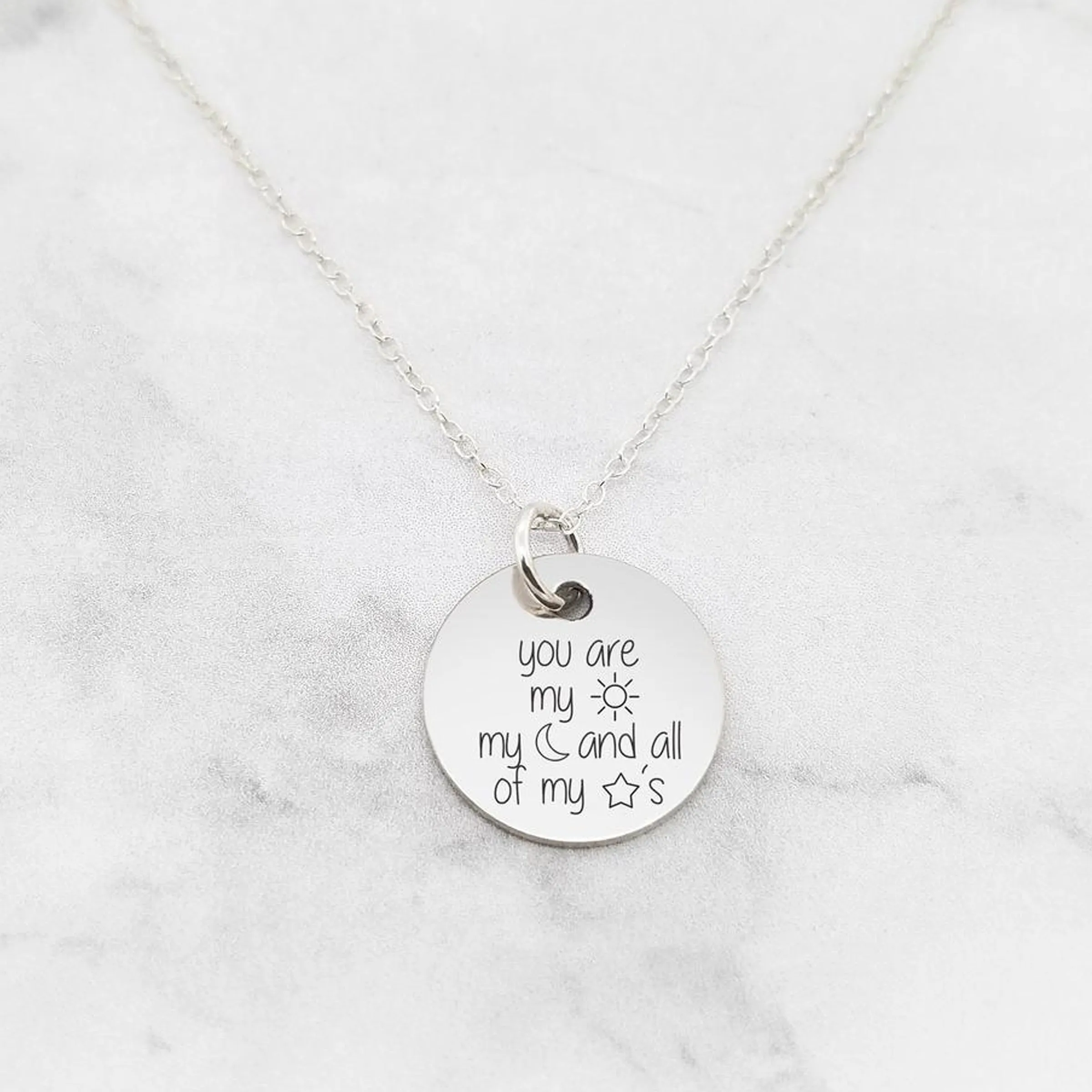 You Are My Sun My Moon And All Of My Stars - Custom Quote Necklace