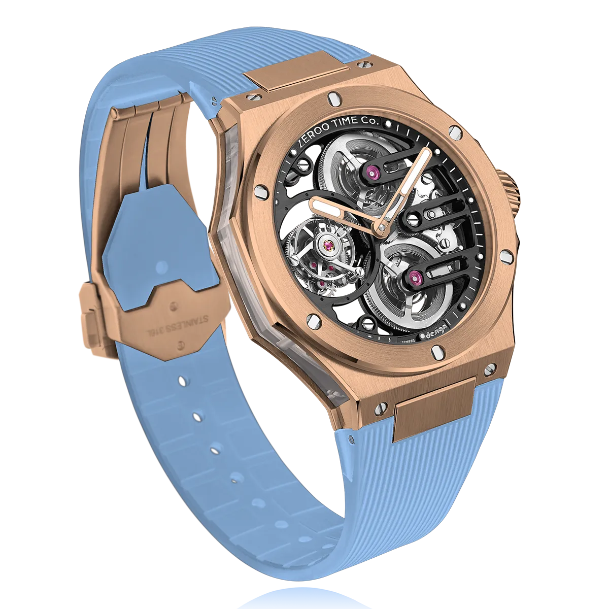 ZEROO T8 THE ORION FULL SKELETON TOURBILLONMANUAL TOURBILLON WATCH FOR GENTS - ZT008RBLB