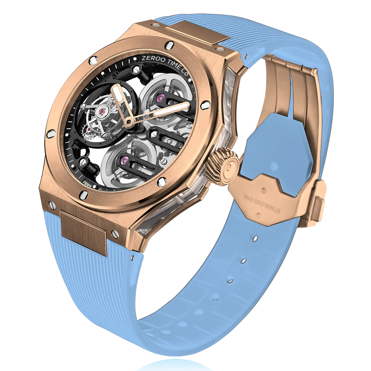 ZEROO T8 THE ORION FULL SKELETON TOURBILLONMANUAL TOURBILLON WATCH FOR GENTS - ZT008RBLB