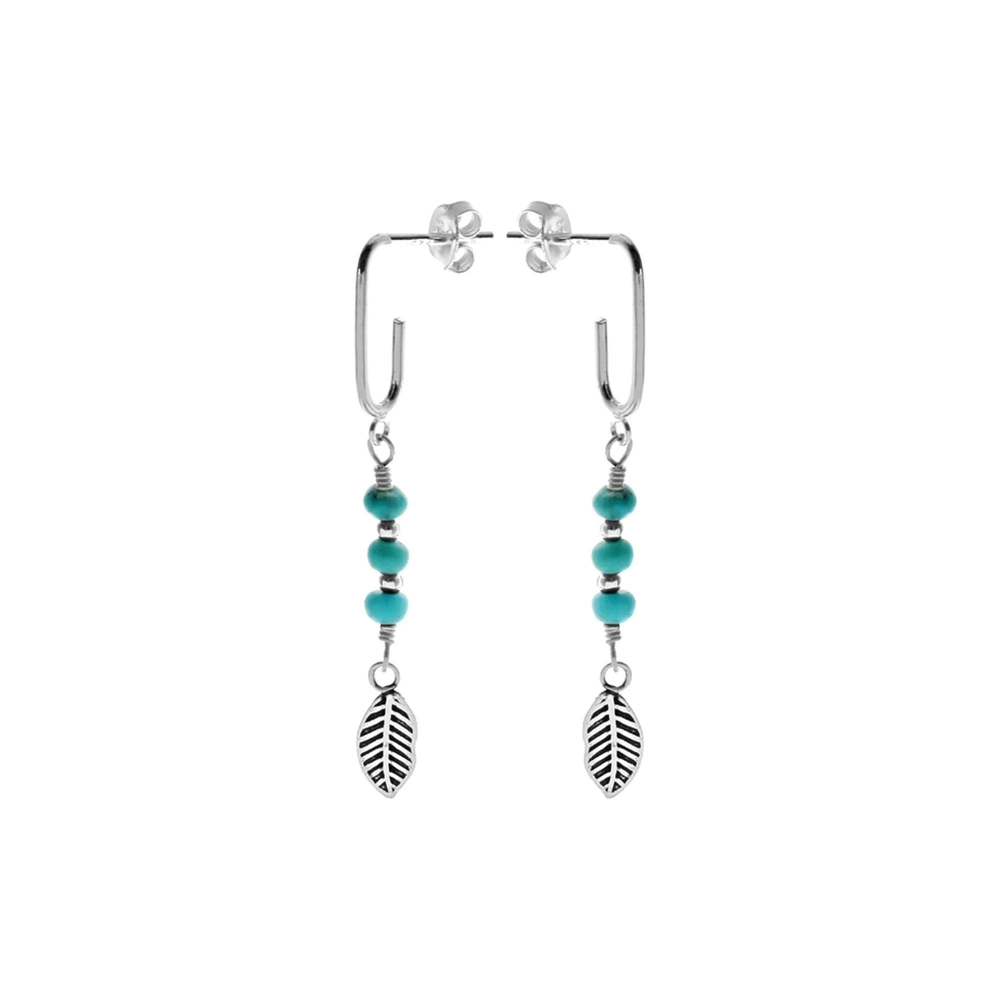 Zora turquoise and feather dangly studs